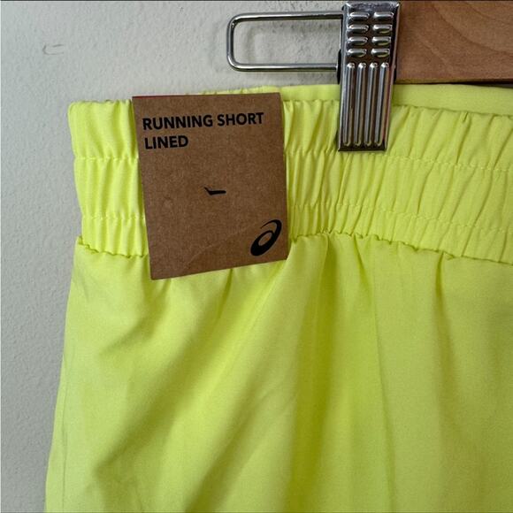 Asics NWT Flat Front Lined Neon Yellow Running Short Size XL - Picture 4 of 6